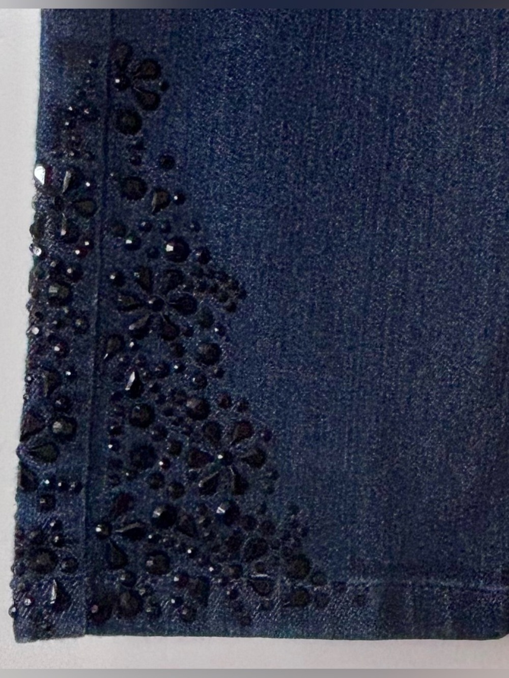 NYDJ| Dark Blue Ankle Stretch Denim Jeans w/Embellished Rhinestone Hem Sz 6